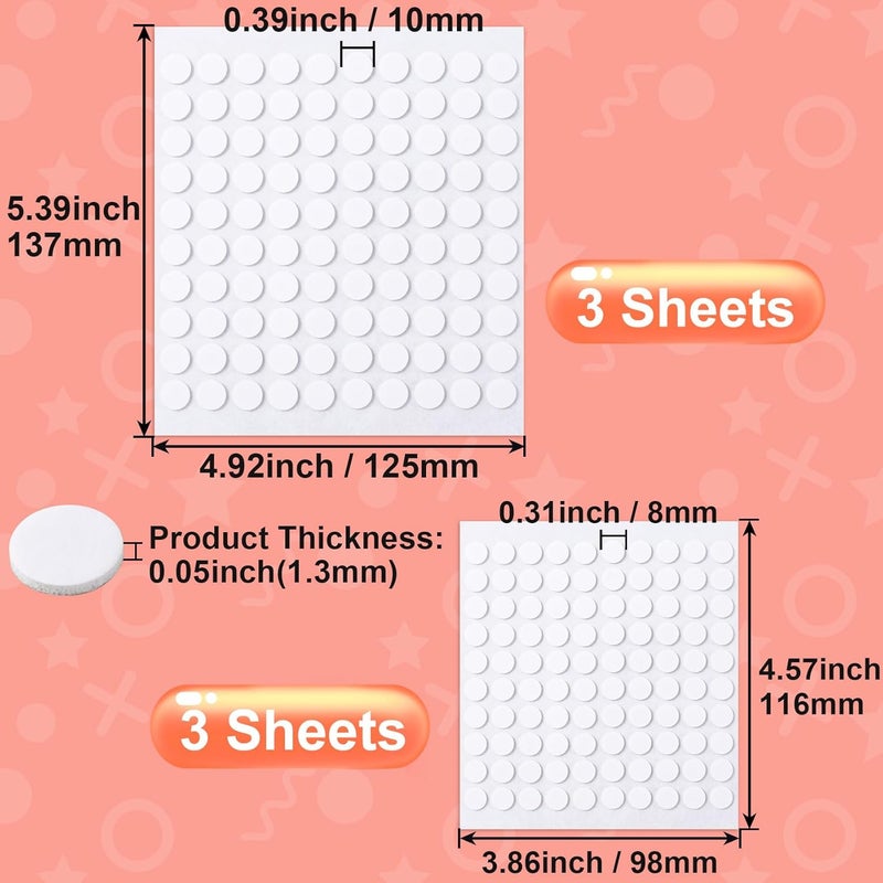 SmallCat 600 PCS Foam Discs Squares Stickers, 6 Sheet 3D Double-Sided Foam Adhesive Squares, Precut Foam Tapes for DIY Arts Crafts for Halloween Christmas - 2 Sizes (0.31 in, 0.39 in) - Image 2